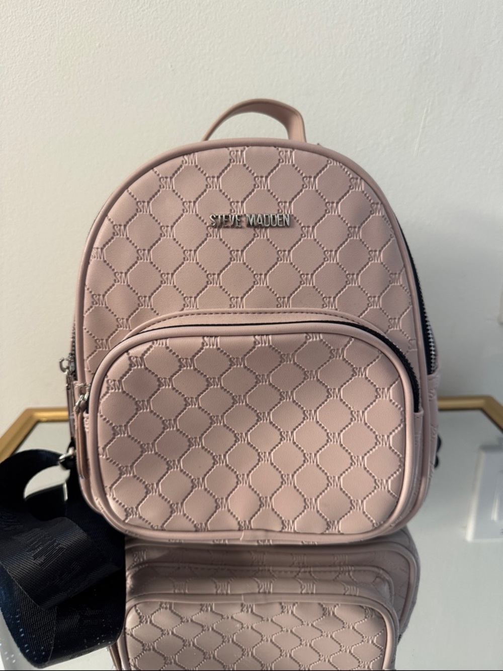 Steve Madden Dusty Pink Quilted Mini Backpack